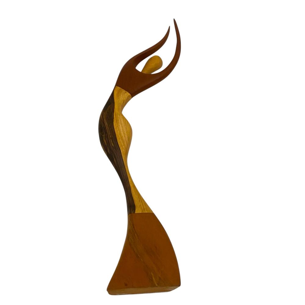 Mixed Wood Organic 12" Tall Dancing Ballerina Sculpture Modern Art Quiet Luxury